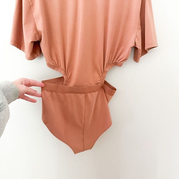 Adidas Bodysuit High Cut Leotard Brown Size Small Streetwear Athleisure - Picture 7 of 10